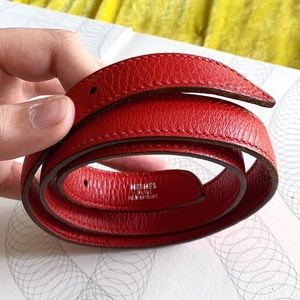 HERMES Vintage Red Leather Belt Strap 26” Waist